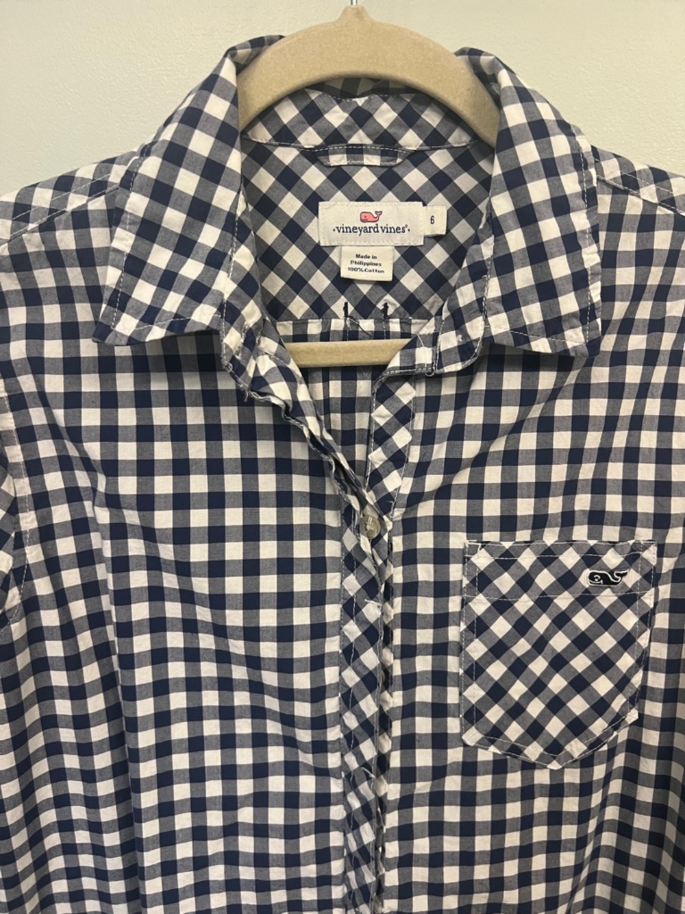 Vineyard Vines Navy and White Gingham Button-Down - Picture 4 of 7